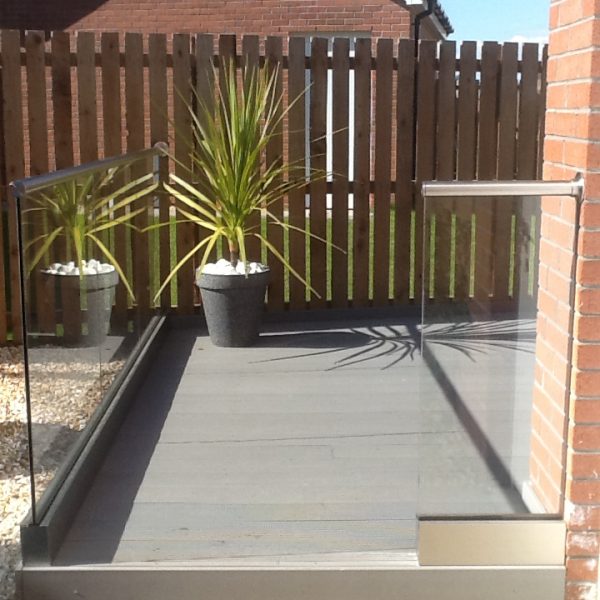 Glass balustrade installed on a decking