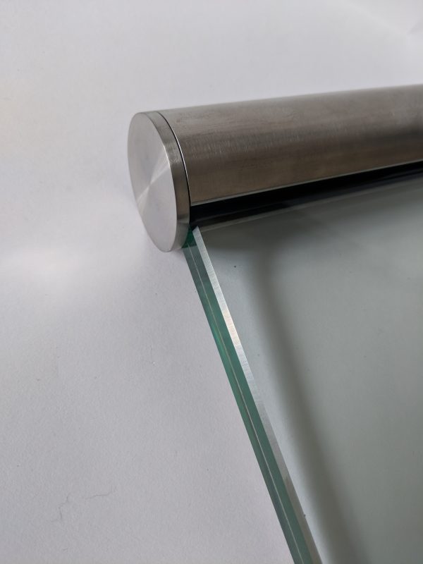 Stainless steel slotted handrail for use on frameless glass balustrades