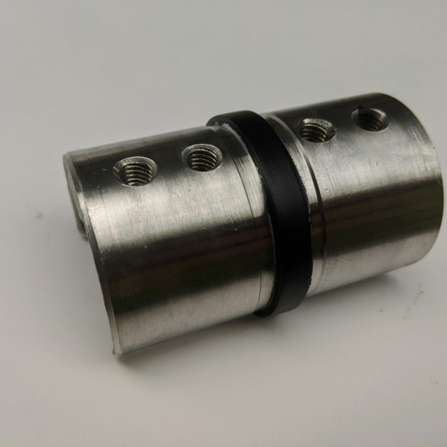 black straight coloured metal handrail connector for glass balustrade